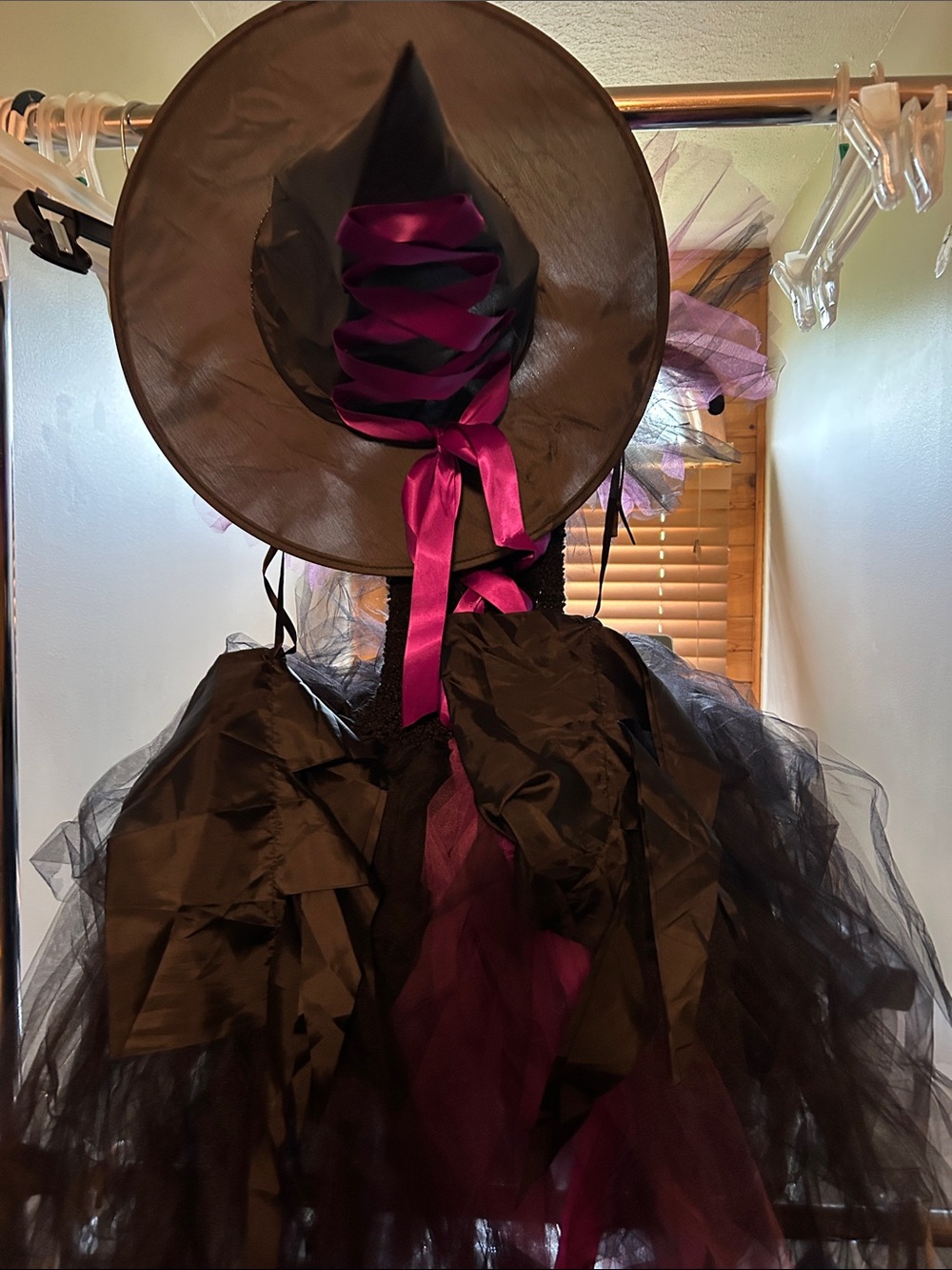 Girls Black Witch Costume with Purple Ribbon Accent.  Never worn. But has no tag